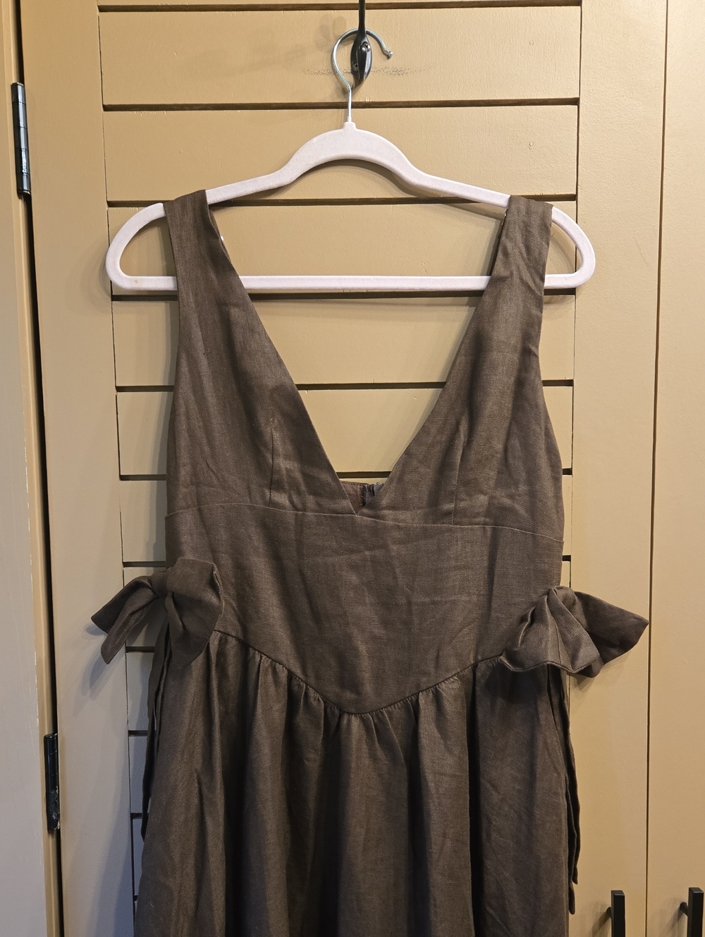 Vrg Grl Daphne Linen Midi Dress Chocolate Size AU Size 12/ US Size 8 - Picture 5 of 11